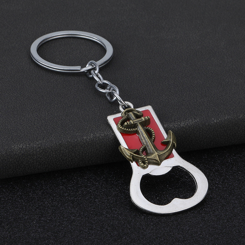 Wholesale Anchor bottle opener enamel creative keychain