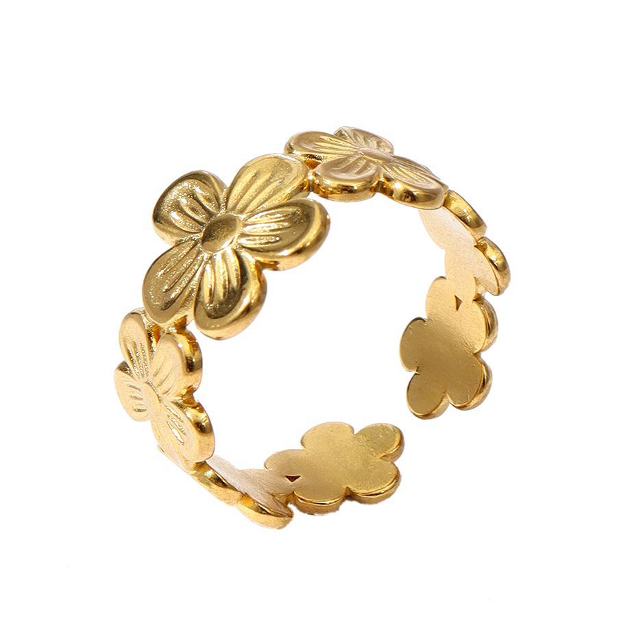 Wholesale Leaf Love Stainless Steel Ring 18k Gold Plated Rings ACC-RS-MuC005