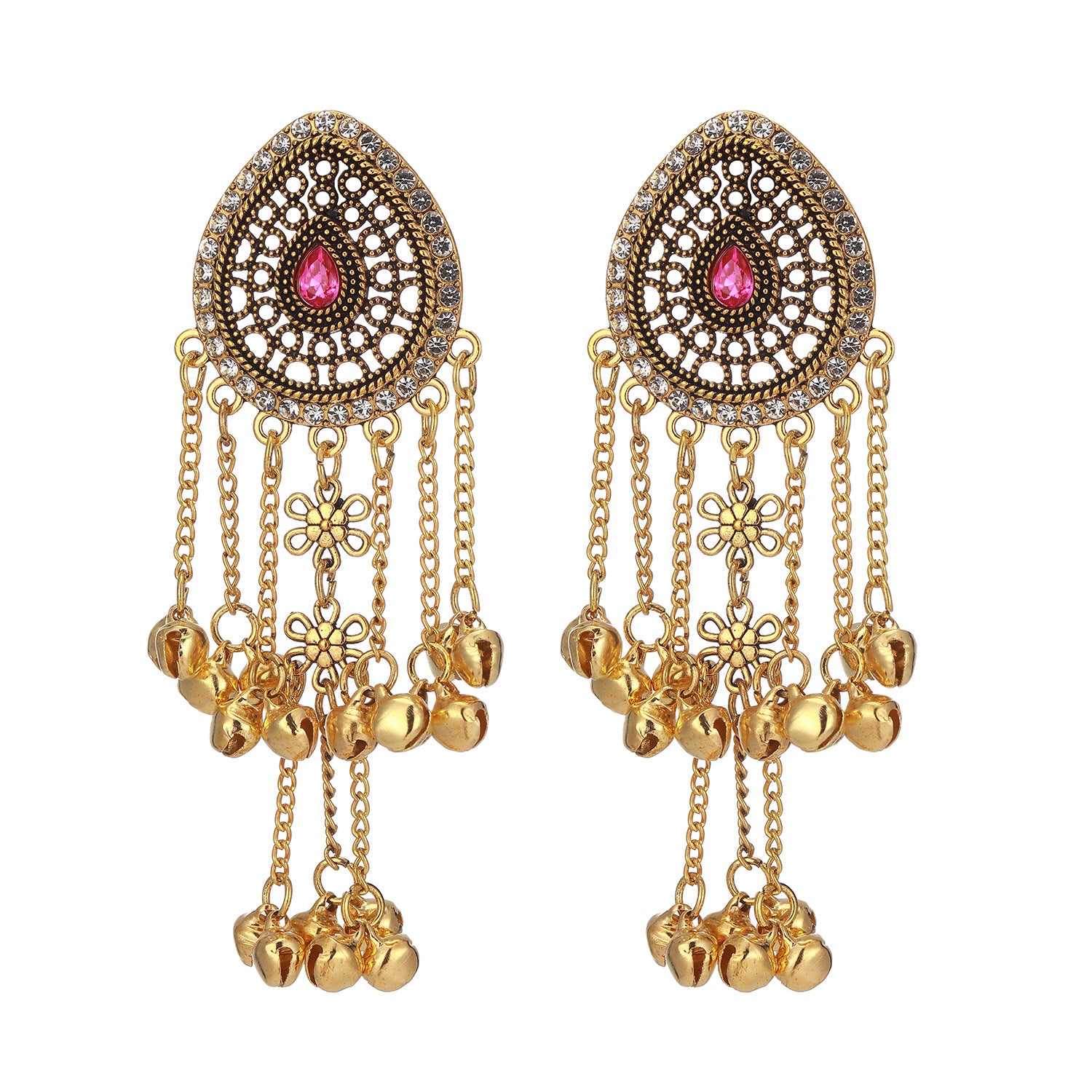 Wholesale Trendy Long Tassel Rhinestone Earrings For Women Elegant Gold Tone Party Jewelry Accessory Boutique Resale Gift
