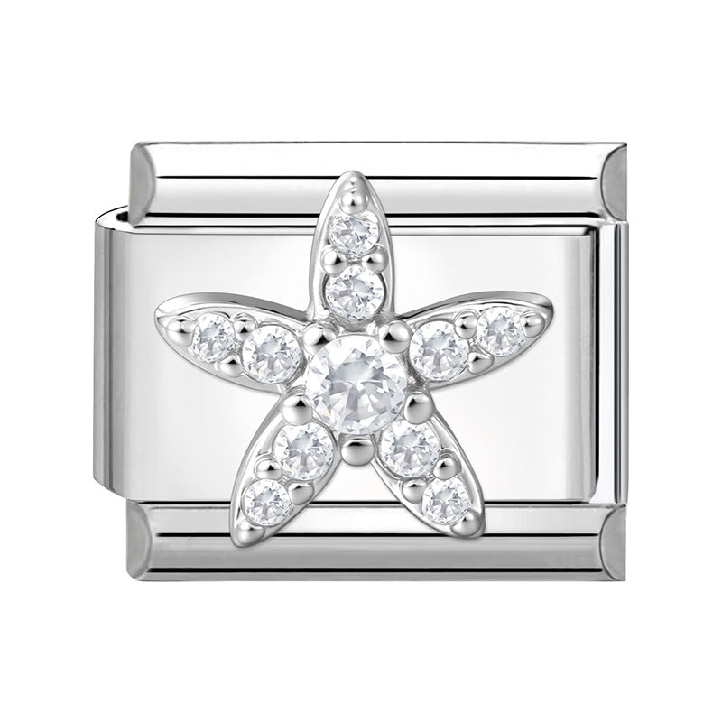 Wholesale 9mm Italian Charm Starter Bracelets DIY Zirconia-set Stainless Steel Composable Bracelet