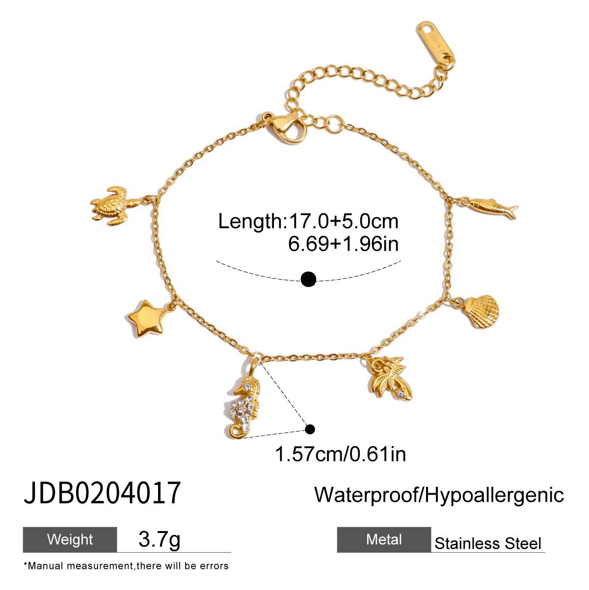 Wholesale  18K Gold Stainless Steel Coconut Tree Seahorse Fish Turtle Five-Pointed Star Necklaces