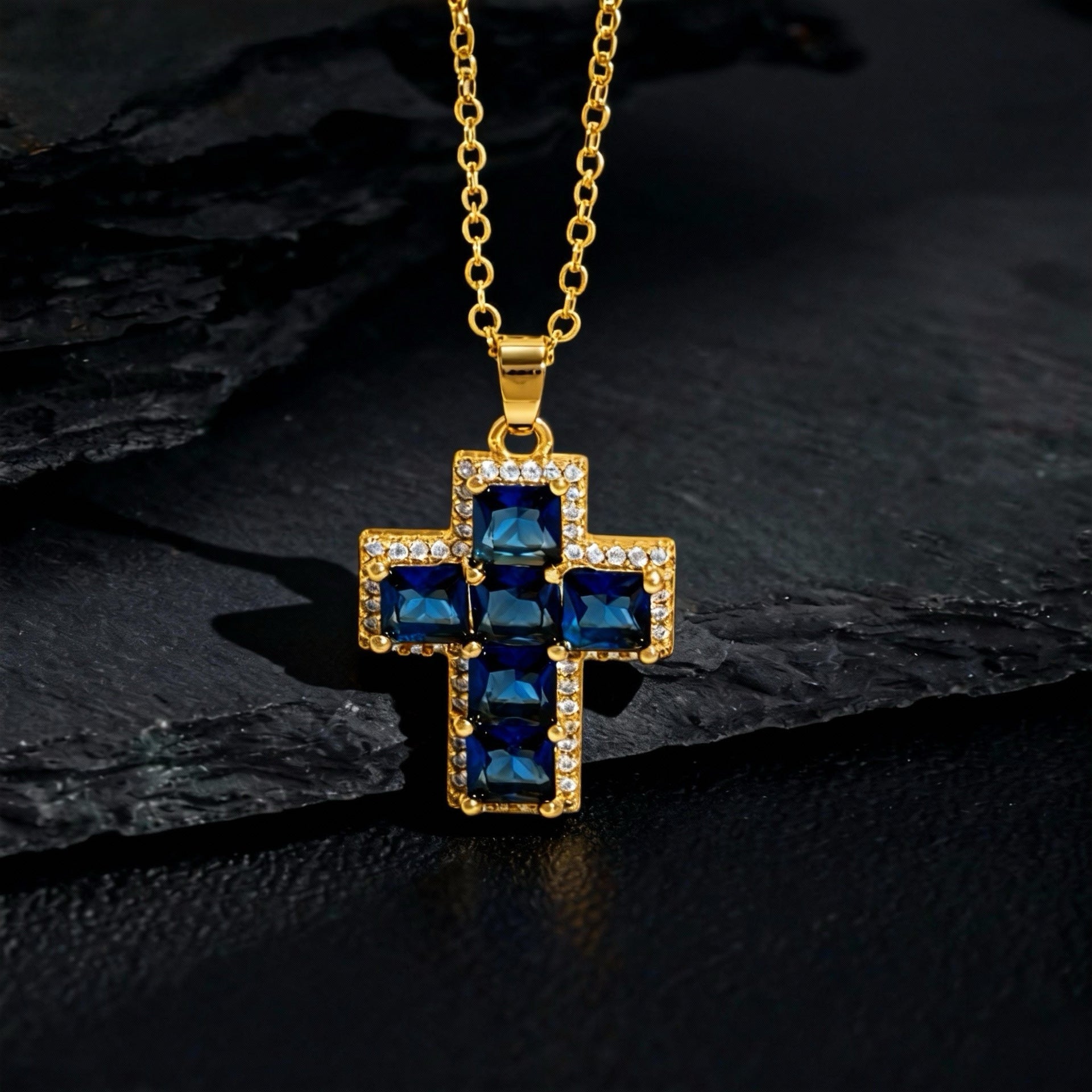 Wholesale Full Zircon Cross Pendant Necklace In Hip Hop Style Electroplated Copper Trendy Fashion Accessory For Daily Wear Or Gifting