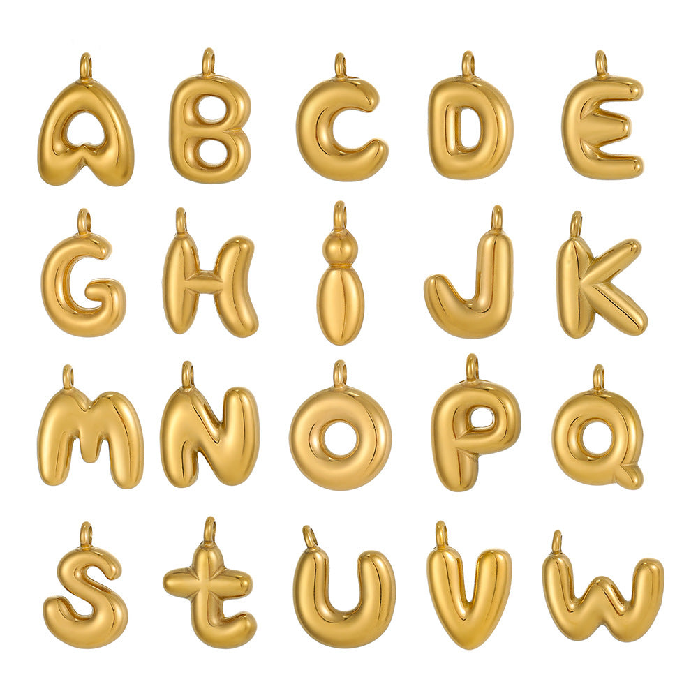 Wholesale Stainless steel bubble letter pendant necklace accessories