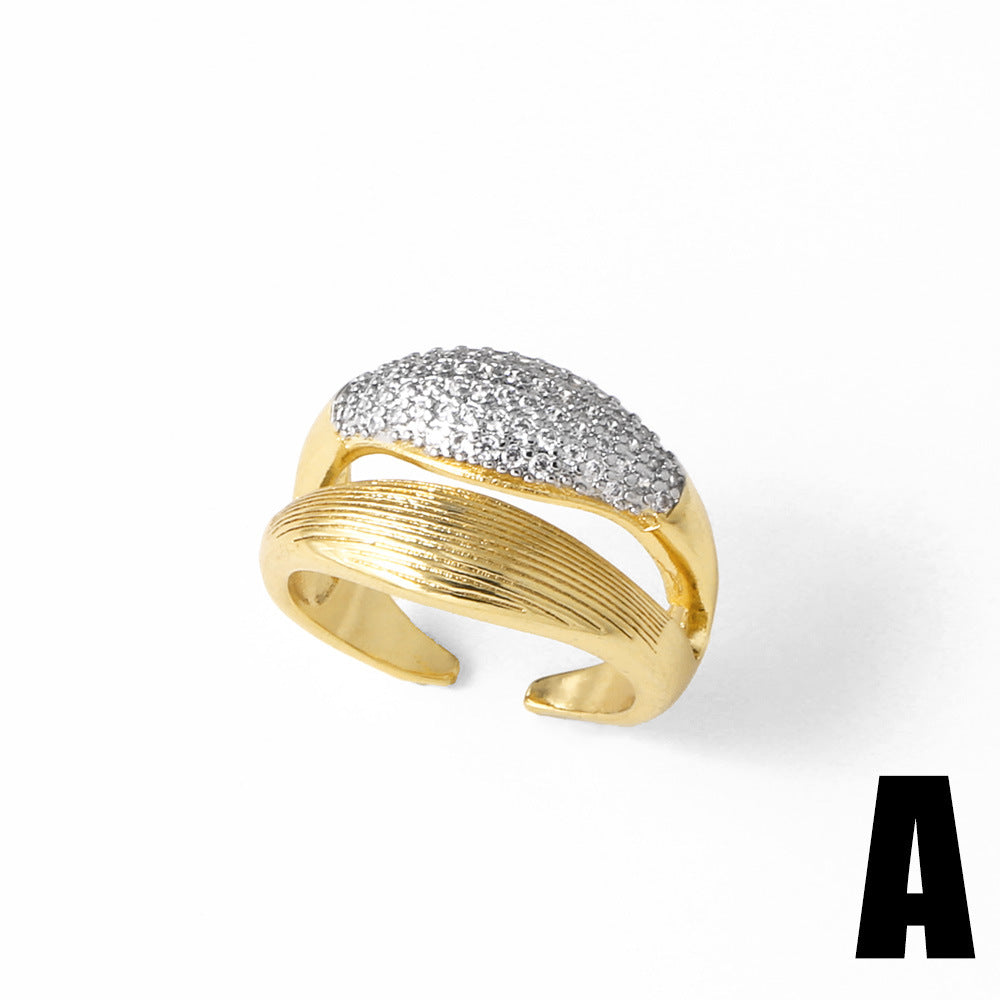 Wholesale copper plated 18k gold two-tone irregular open ring