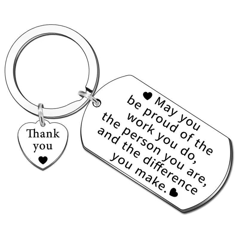 Wholesale European American Style Stainless Steel Inspirational Gratitude Keychain Gift For Family And
