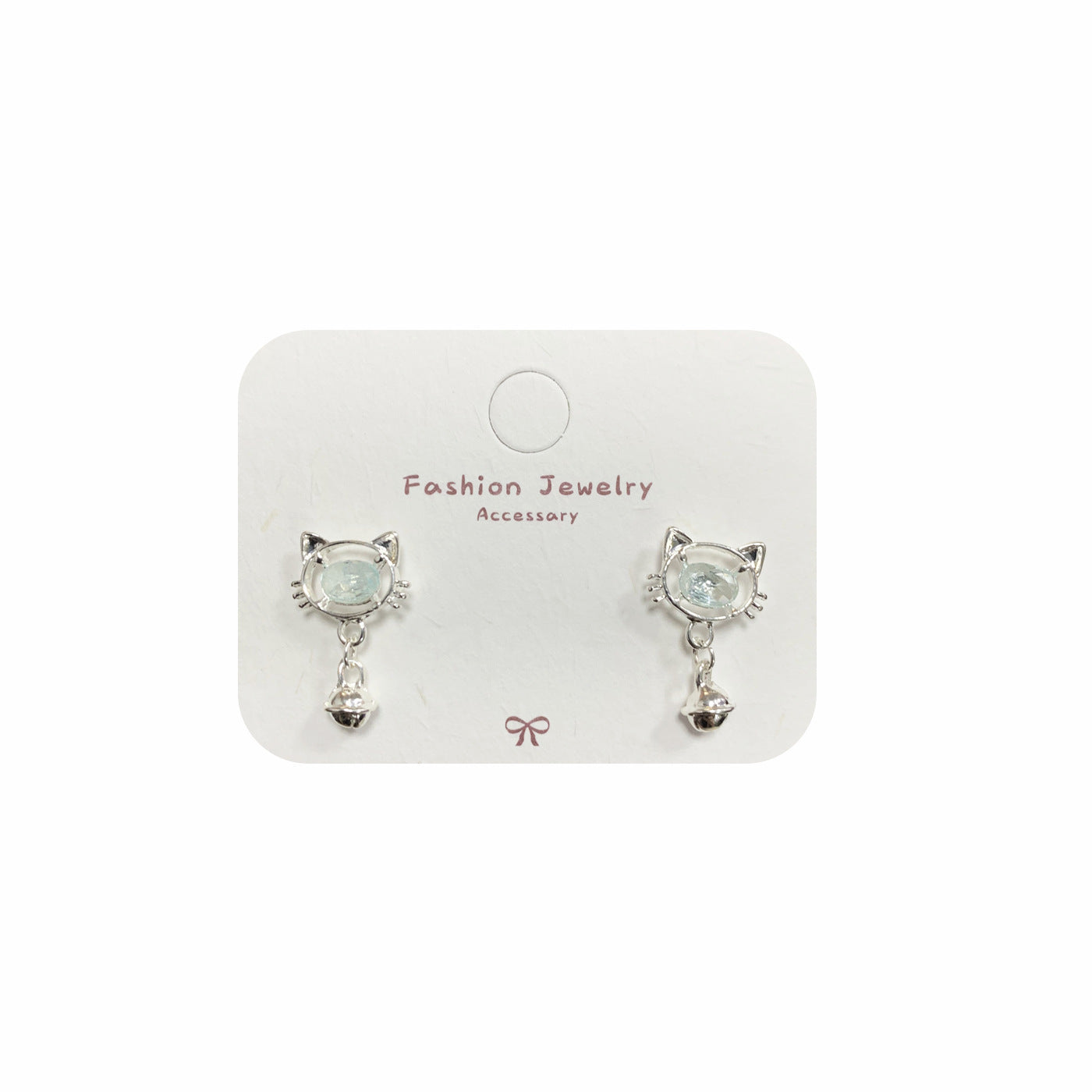 Wholesale Cat' s Eye Stone Earring Set Cartoon Silver Needle Earrings