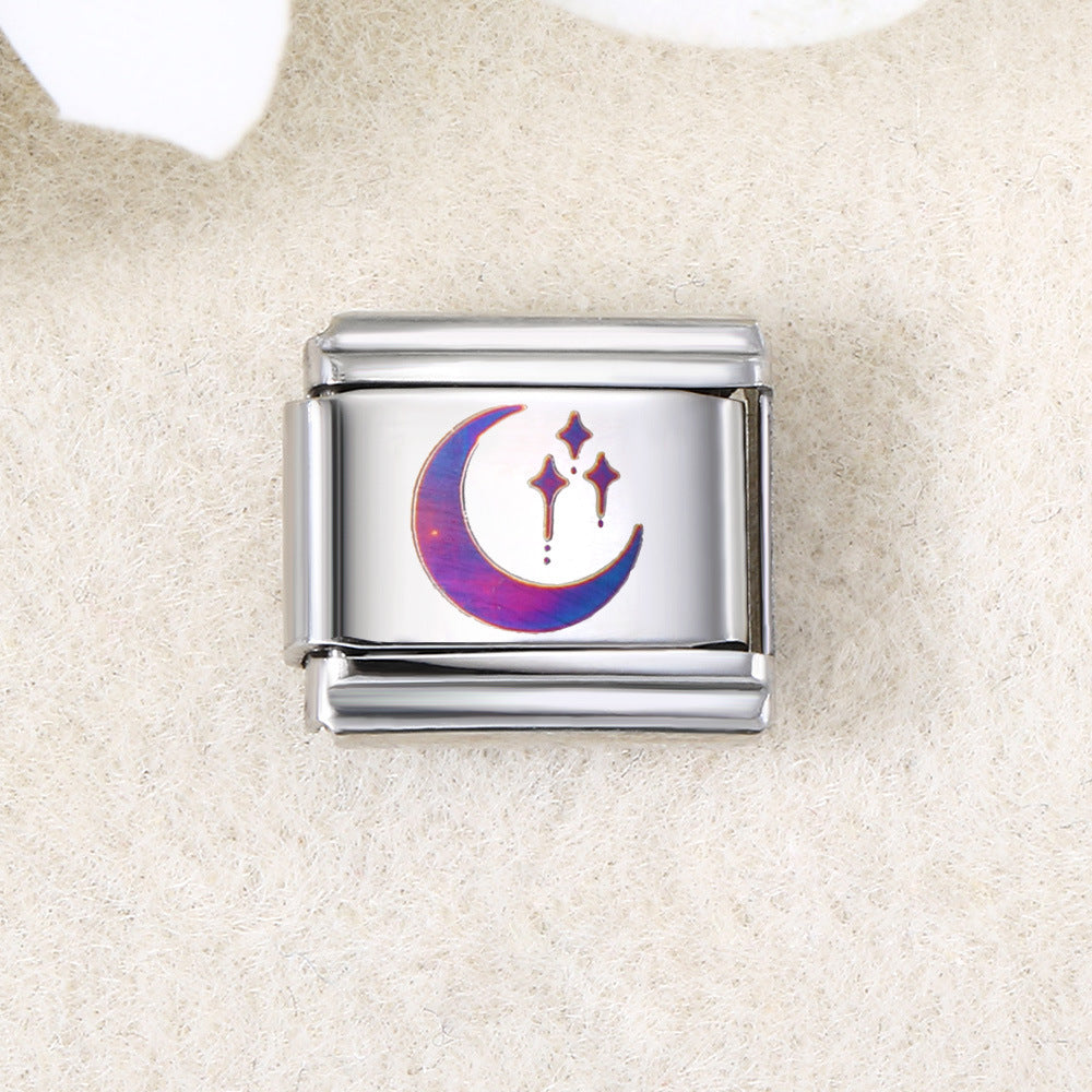 Wholesale  Italian Charm Bracelet 9mm DIY UV laser Creative Stainless Steel Composable Bracelet