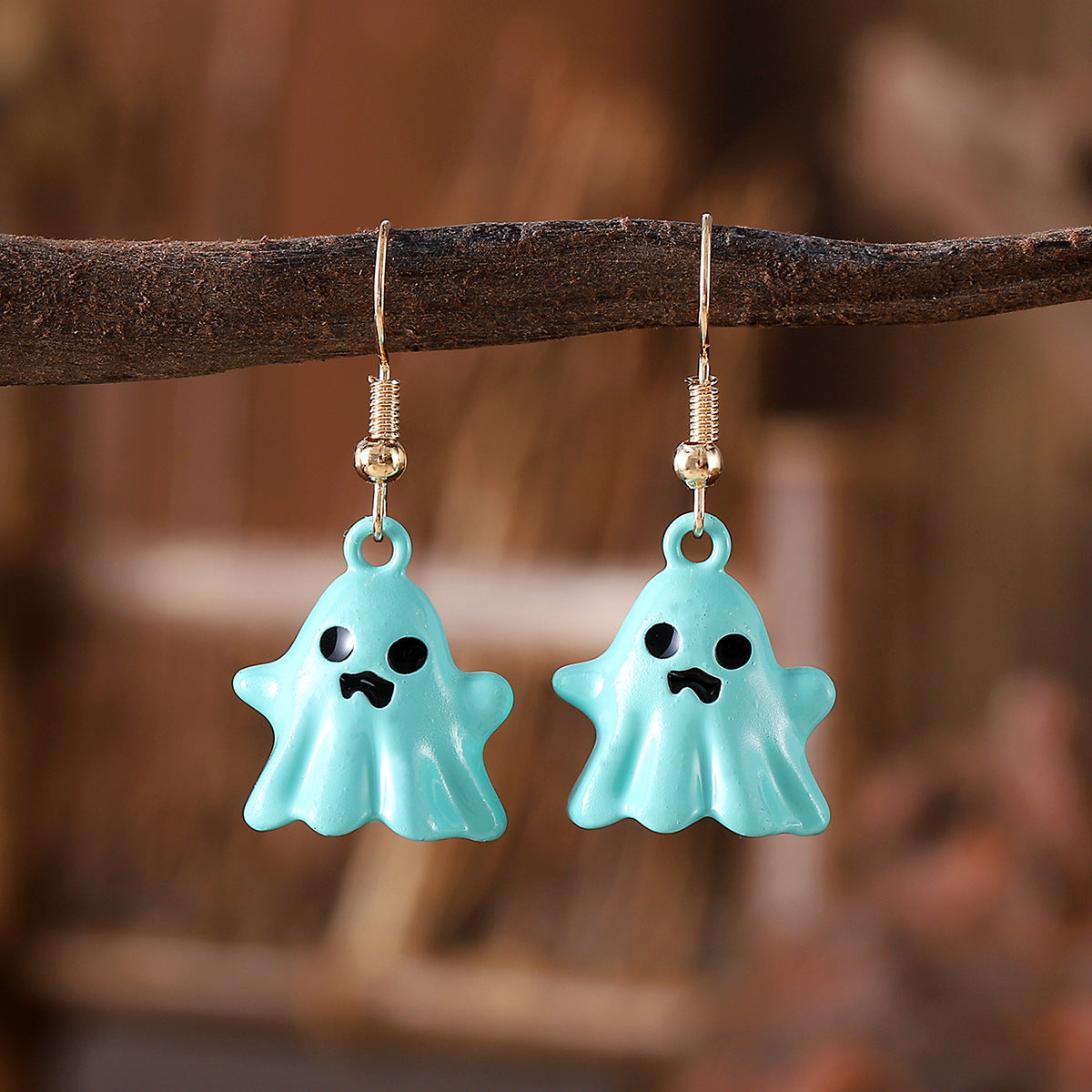 Wholesale  Halloween Gothic Ghost Stereo Metal Pendant Earrings
