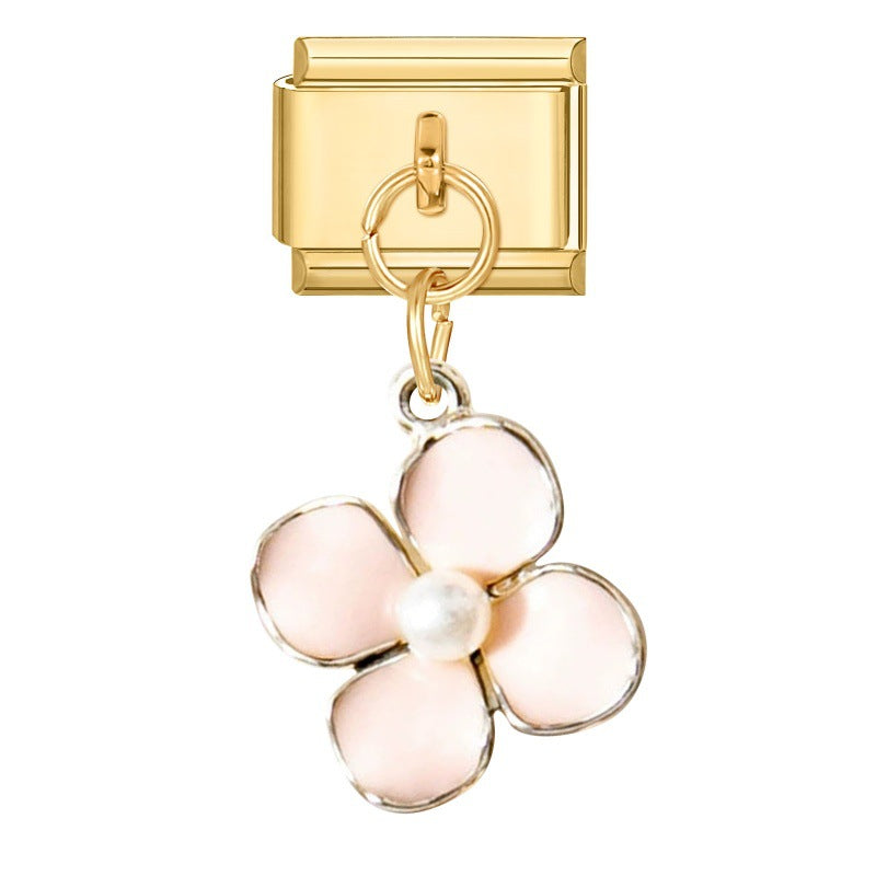 Wholesale  Italian Charm Bracelet 9mm DIY Flower Pendant Creative Stainless Steel Composable Bracelet