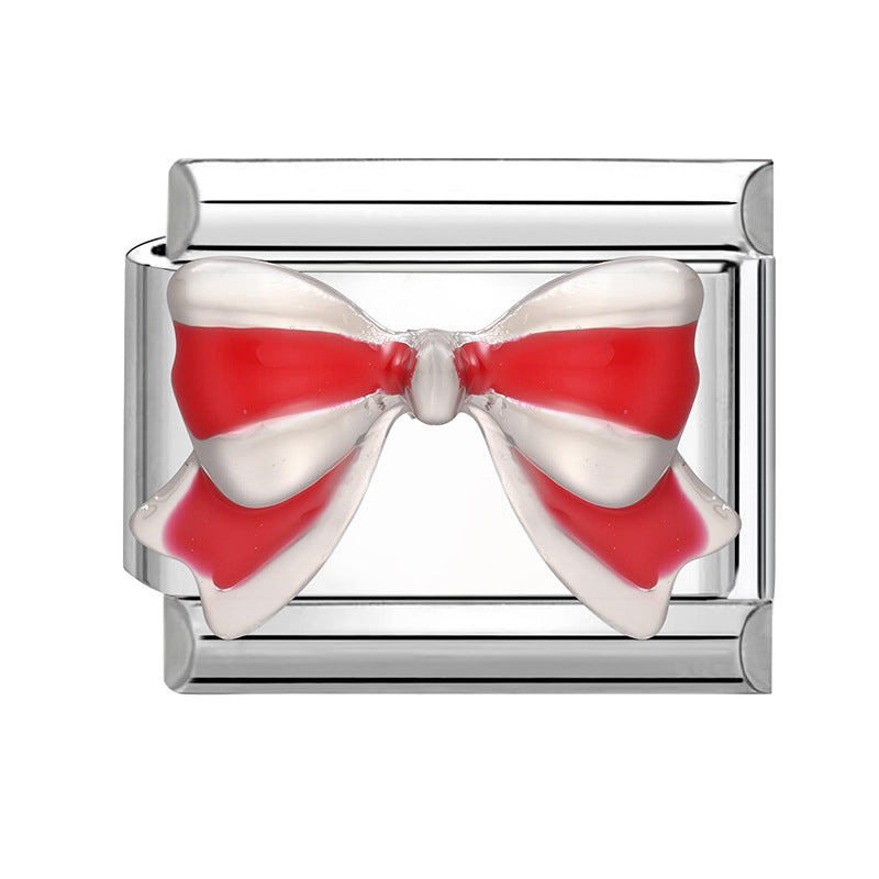 Wholesale Heart Bow Crystal Cherry Stainless Steel DIY Bracelet Charms Jewelry Accessory for Resale