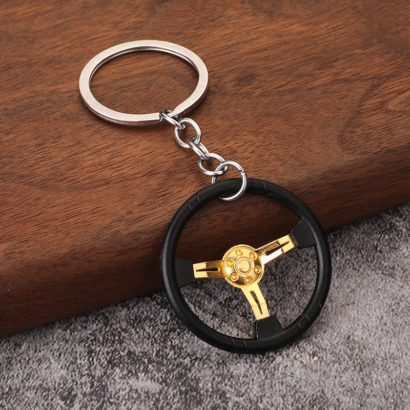 Wholesale  racing competition three steering wheel shape keychain
