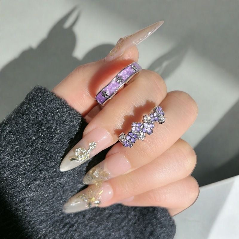 Wholesale Purple Drip Glaze Flower Ring