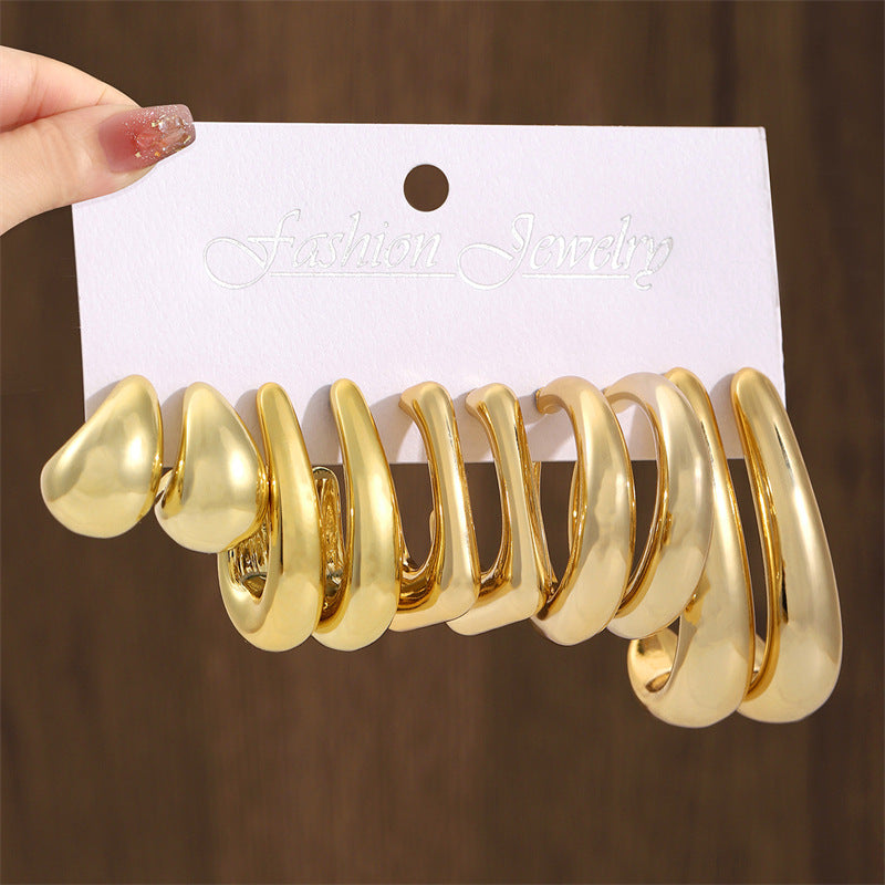 Wholesale exaggerated glossy circle earrings set