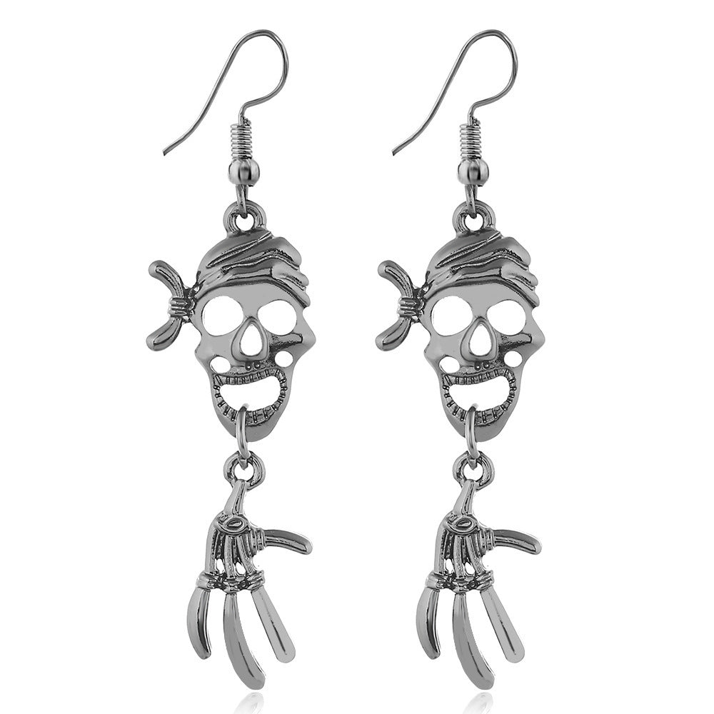 Wholesale horror funny skull  pumpkin alloy oil drop earrings