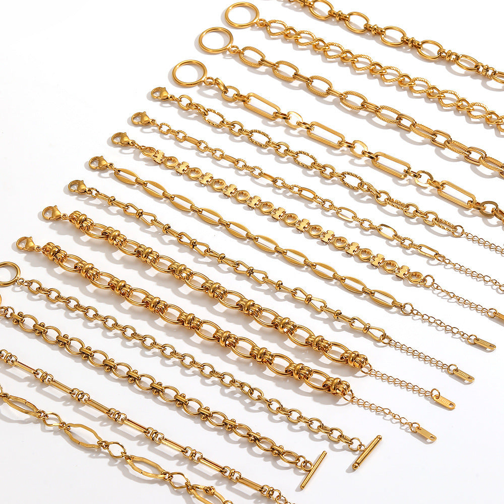 Wholesale 304 Stainless Steel Bracelet 18k Gold Plated Vacuum Electroplating in Furnace