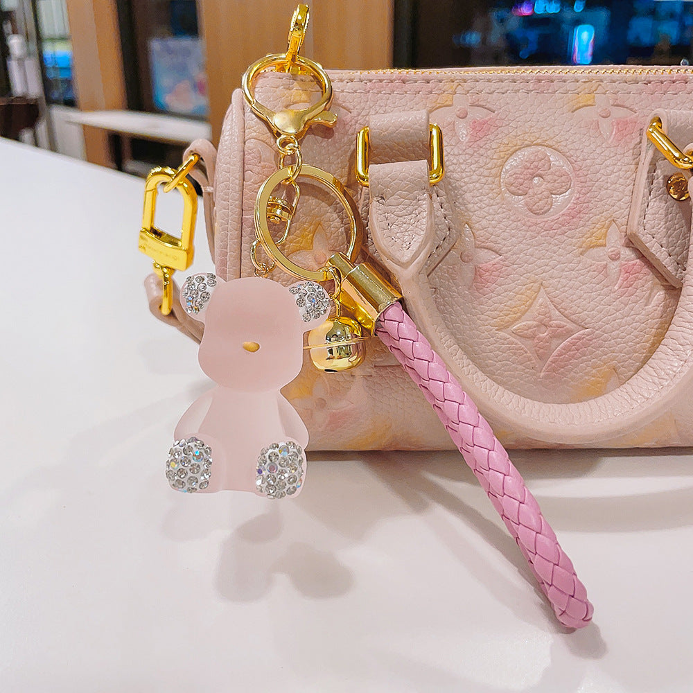 Wholesale Creative diamond doll jelly bear keychain exquisite car Diamond key chain