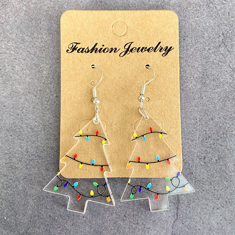Wholesale Christmas Tree Colorful Acrylic Hollow Earrings ACC-ES-XinChuan068