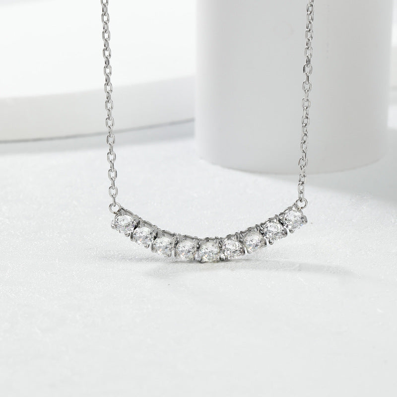 Wholesale  fashion clavicle chain color gradient round tennis necklace