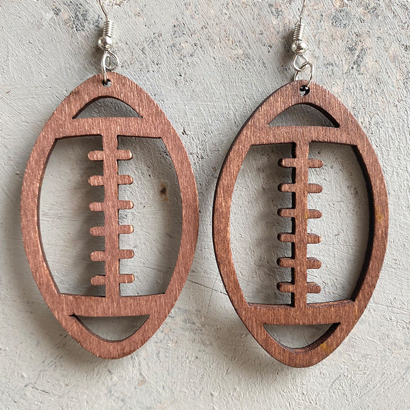 Wholesale 3pcs Wooden Rugby Earrings