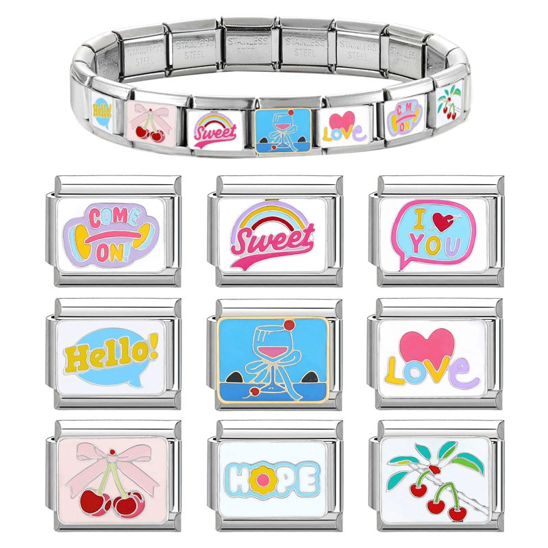 Wholesale Italian Charm Bracelet 9mm DIY Splicing Creative Pattern Stainless Steel Composable Bracelet