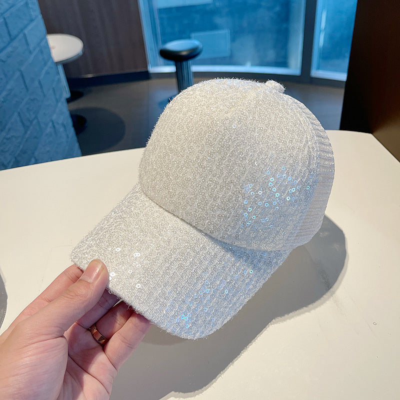 Wholesale sequin baseball cap breathable sun net hat