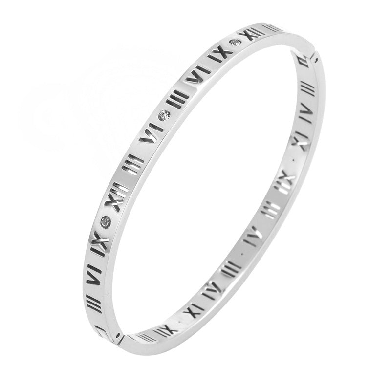 Bracciale digitale romano in acciaio al titanio e oro rosa all'ingrosso