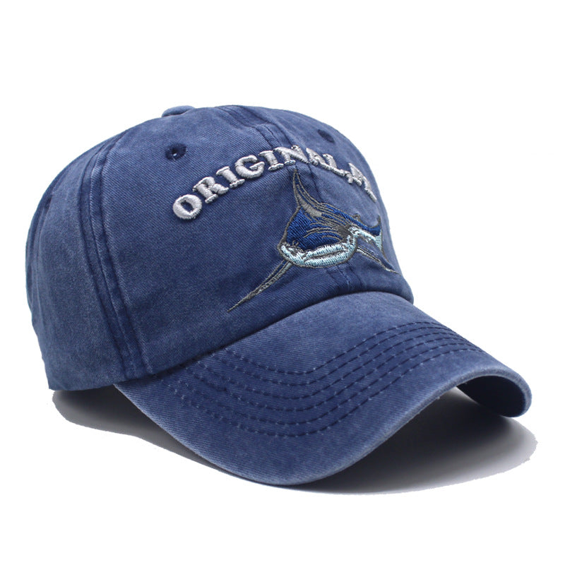 Wholesale  Washed Old Baseball Cap Letter Shark Baseball Cap