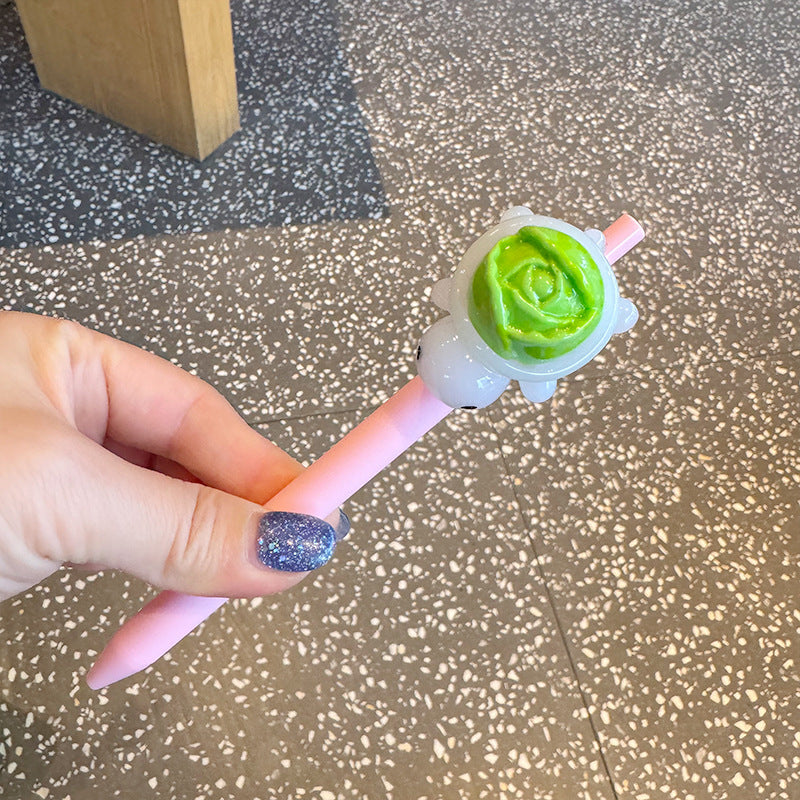 Wholesale Little turtle girl heart gel pen cute fruit and vegetable shape black  pen