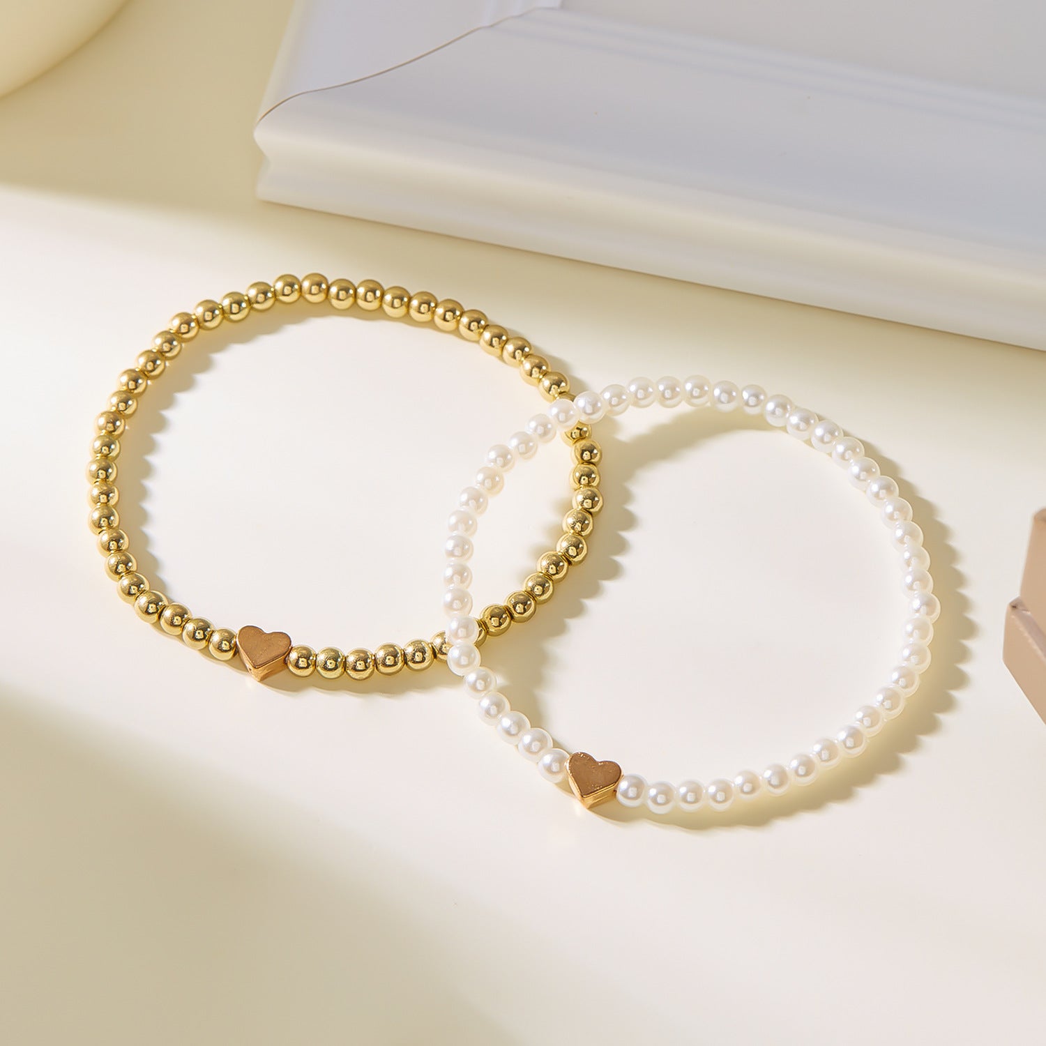 Wholesale  Light Luxury Love Heart Pearl Double Layer Bracelet