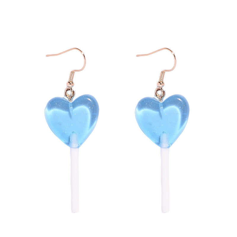 Wholesale Resin HeartShaped Candy Lollipop Earrings Sweet Style Jewelry Accessory