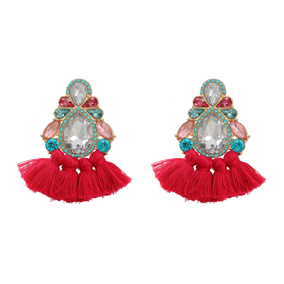 Wholesale Colored Diamond Earrings Tassel Earrings Bohemian ACC-ES-JL032