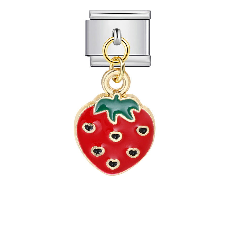 Wholesale Italian modular  Stainless steel gold-plated oil drip DIY bracelet