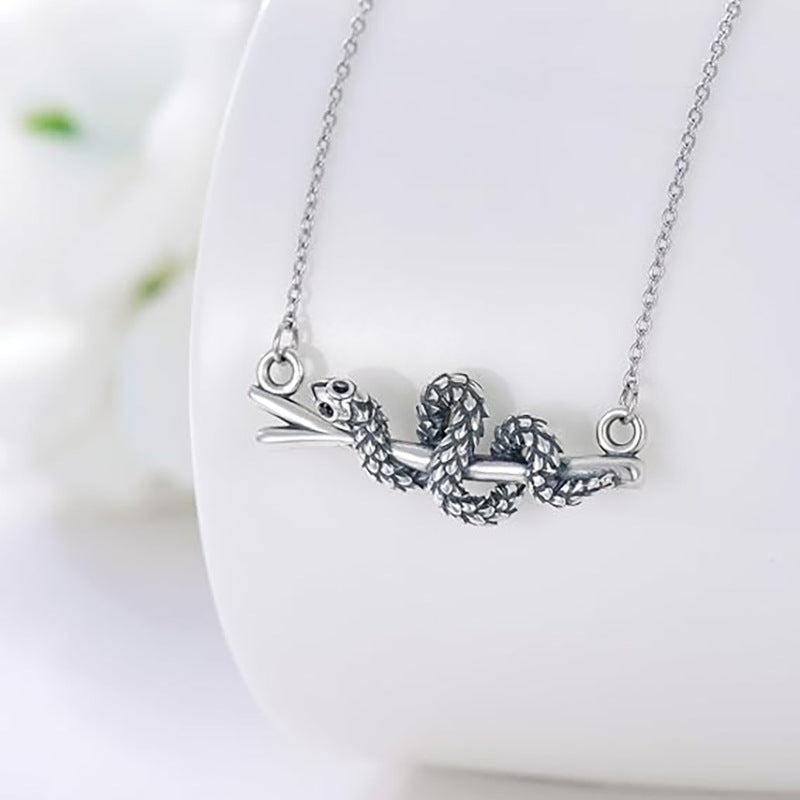 Wholesale  Retro Snake-shaped Winding Diamond Dropping Oil Necklace