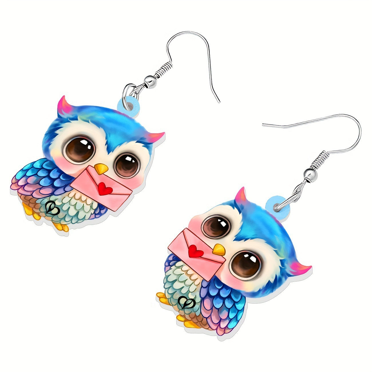 Wholesale Owl Love Letter Earrings Valentine's Day Acrylic Flat Earrings