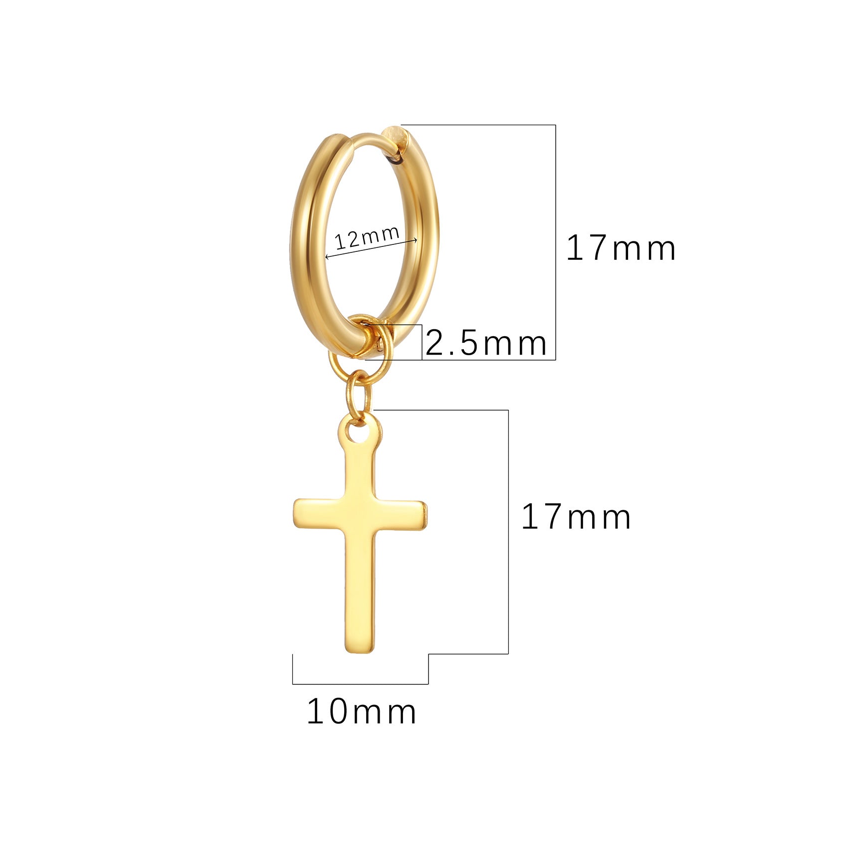 Wholesale Cross Stainless Steel 18K Round Wire Earrings ACC-ES-MuShan014