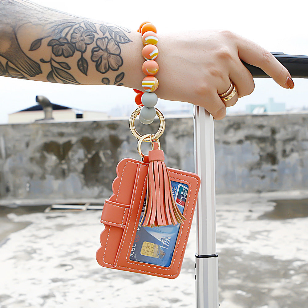 Wholesale Silicone Beaded Bracelet Keychain