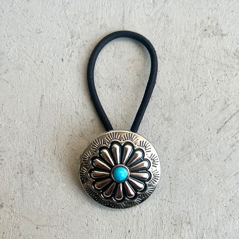 Wholesale 3 pcs/ pack American Western Cowboy-Style Hair Tie — Unique,  Retro " Pumpkin Blossom"  &  Turquoise Hair Ring