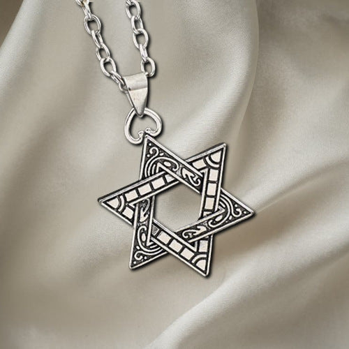 Wholesale Retro Hexagram Star Pendant Necklace For Men Double Sided Alloy Jewelry Fashion Gift Accessory