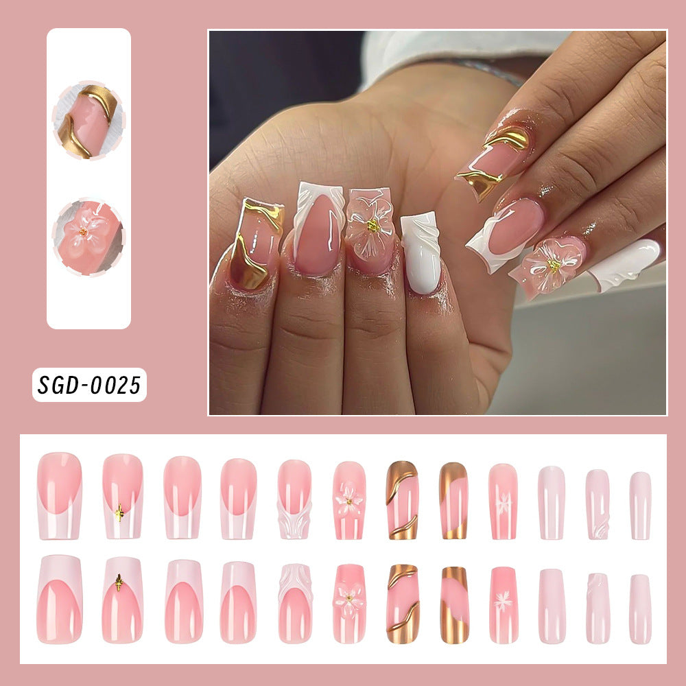 Wholesale Cartoon Bowknot Rhinestone Almond Short Square Press On Nails 24Pcs Trendy Fashion Accessory