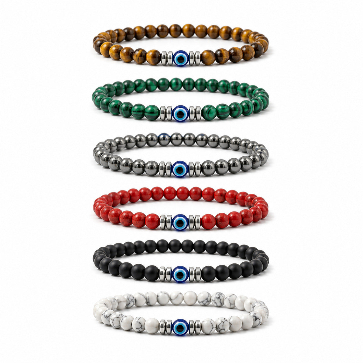Wholesale Evil Eye Natural Stone Tiger Eye Turquoise Beaded Bracelet Fashion Accessory for Everyday Wear