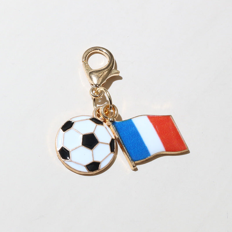 Wholesale Zinc Alloy Soccer Flag Charm Keychain Pendant for DIY Jewelry Making Boutique Resale