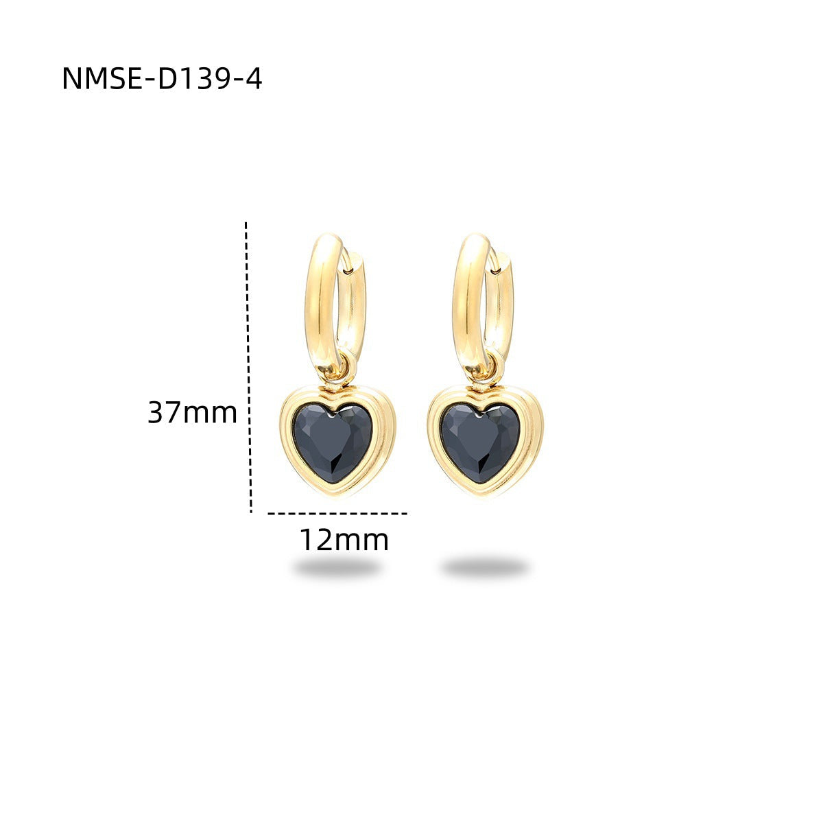 Wholesale  love  light luxury inlaid colored diamond 18K gold stainless steel earrings