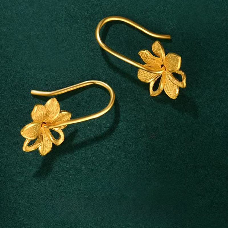 Wholesale Color Gold Frosted Flower Earrings