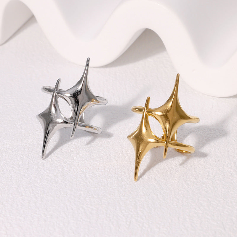 Wholesale Chic Stainless Steel Star Open Ring Everyday Jewelry Accessory