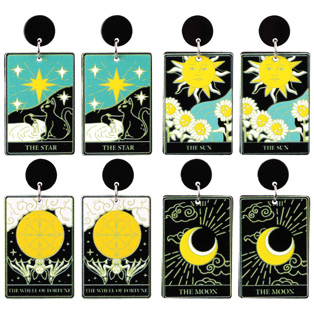Wholesale Trendy Punk Skull Tarot Acrylic Earrings  Fashion Accessory