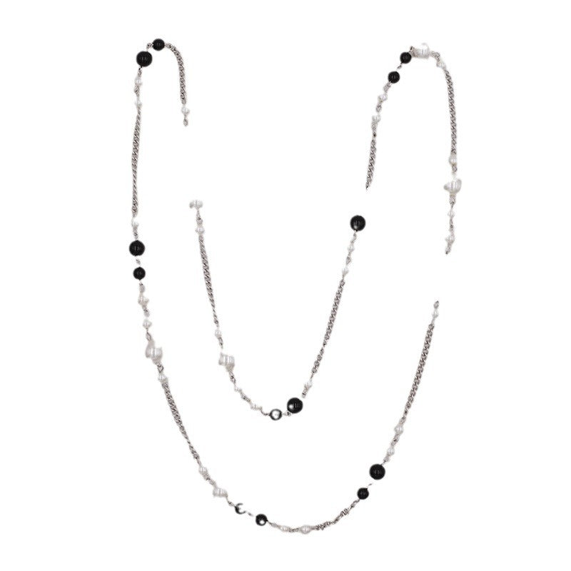 Wholesale  black and white glass pearl fashion  Joker long  necklace