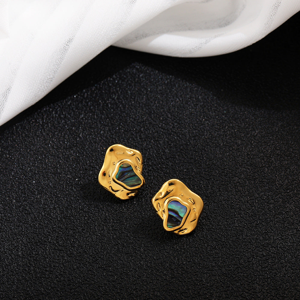 Wholesale  Retro Irregular Natural Abalone Shell  Earrings