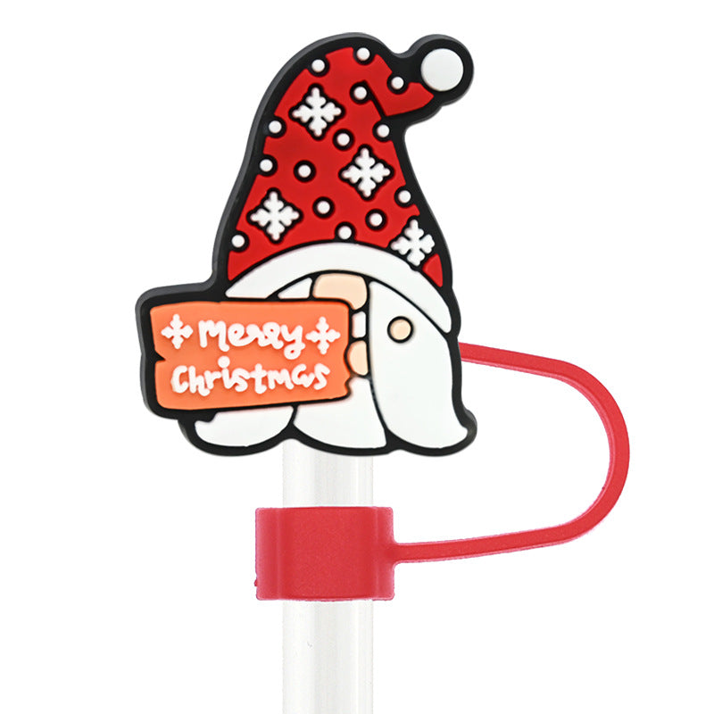 Wholesale Random 100pcs Christmas 10mm PVC Soft Straw Tube Cap ACC-SCR-RYY077