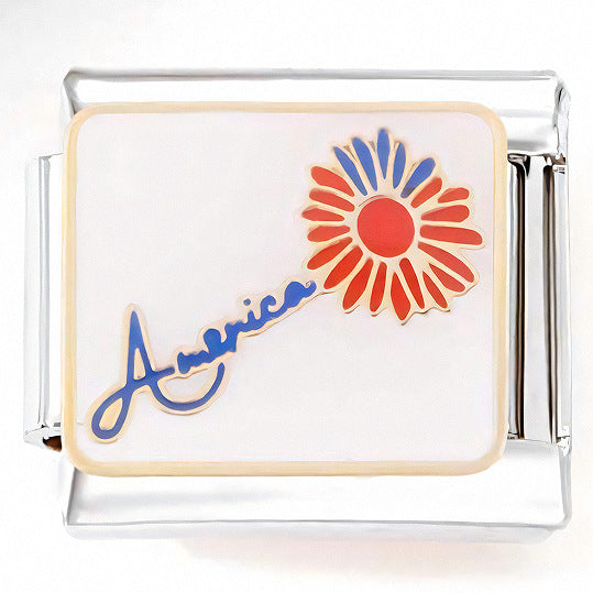 Wholesale Italian Charm Bracelet 9mm DIY Splicing Green Pink Heart Flower Stainless Steel Composable Bracelet