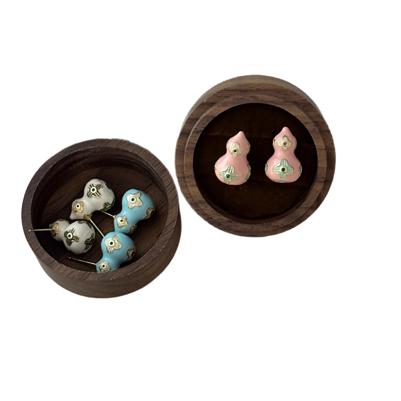 Wholesale Enamel Drop Glaze Four-Leaf Clover Gourd Earrings